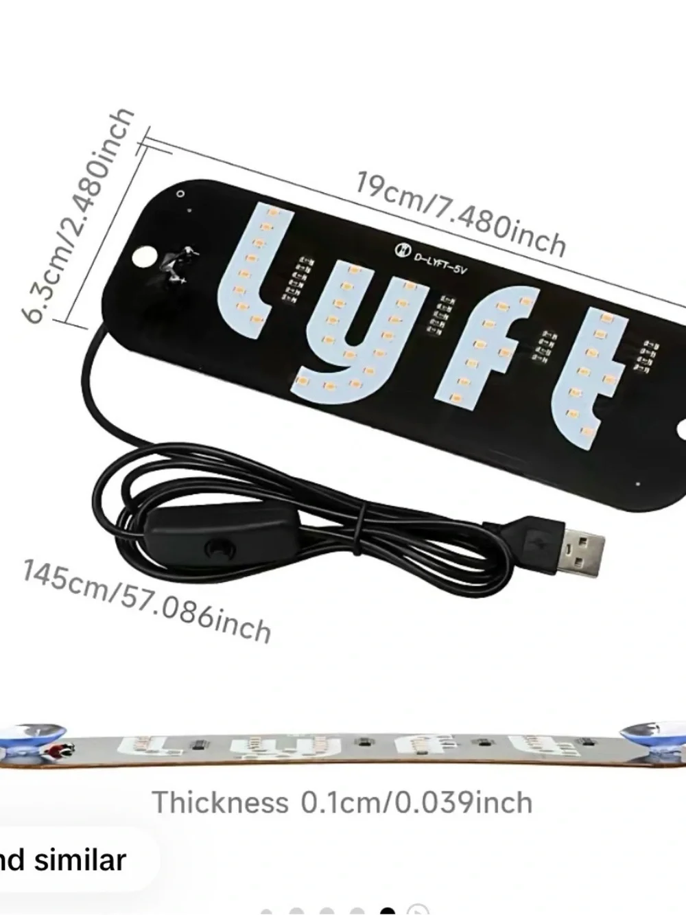 Lyft LED Car Sign Light - USB Powered, High Brightness Purple Glow Display Lamp
